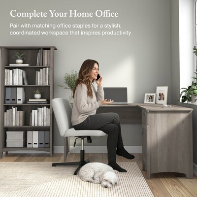 Bush Furniture Salinas 60"W L Shaped Desk with Storage, Driftwood Gray (SAD160DG-03)