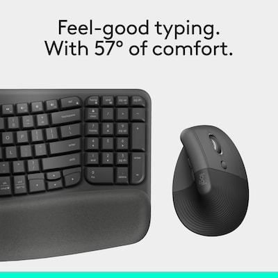 Logitech Wave Keys & Lift Vertical Ergonomic Wireless Keyboard and Mouse Combo, Graphite (920-013610)