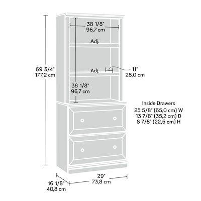 Sauder Select 70H 3-Shelf Bookcase, Chalked Chestnut (444770)
