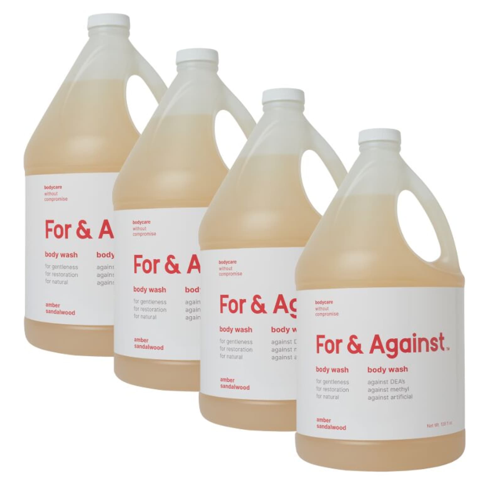 Petra For & Against Body Wash, Amber Sandalwood Scent, 128 oz., 4/Carton (FNA300)