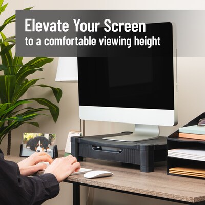 Mind Reader Monitor Stand Riser with Drawer Storage, Black (DRPLMONST-BLK)