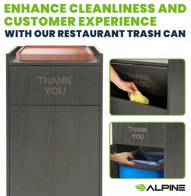 Alpine Industries Wood Trash Can, 40 Gallon, Black, 2/Pack (476-BLK-2PK)