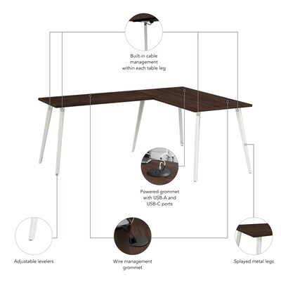 Bush Business Furniture Vista 60"W L Shaped Desk, Black Walnut (VST004BW)