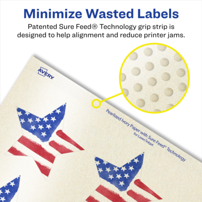 Avery Pearlized Ivory Burst Multipurpose Labels, 2-1/4" x 2-3/8", Ivory, 600/Box (94611)