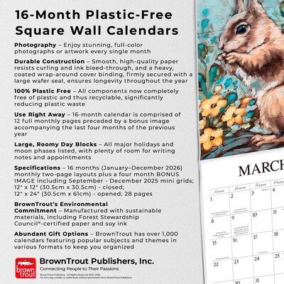 2026 BrownTrout Barnyard Friends 12" x 12" Monthly Wall Calendar (9781773728636)