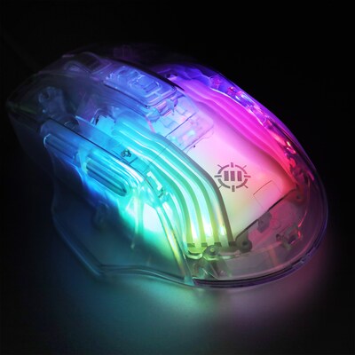 Enhance Theorem 3 Ergonomic Ambidextrous Optical USB Gaming Mouse, Clear (ENTHMS3100WTWS)