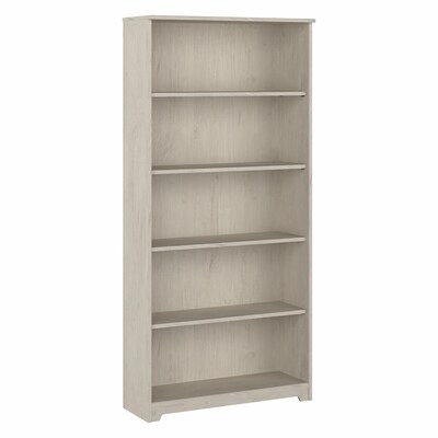 Bush Furniture Cabot 66"H 5-Shelf Bookcase with Adjustable Shelves, Linen White Oak (WC31166)