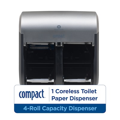 Georgia-Pacific Compact 4-Roll Quad Coreless Toilet Paper Dispenser, Silver (56746A)