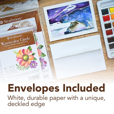 Strathmore 400 Series Watercolor Cards & Envelopes, 6.875" x 5", White, 6/Pack, 3 Packs/Bundle (STTP205150-3)