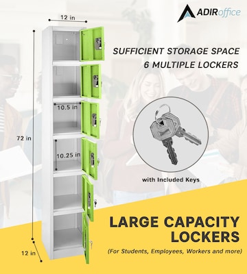 AdirOffice 72'' 6-Tier Green Storage Locker (629-206-GRN)