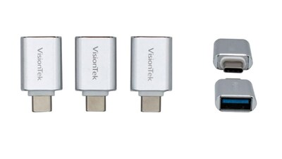 VisionTek USB-C to USB-A Adapters. Male to Female, 3/Pack (901224)
