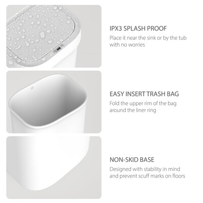 NineStars Plastic Indoor Automatic Motion Sensor Trash Can, 13.2 Gallons, White (DZT-50-44S)
