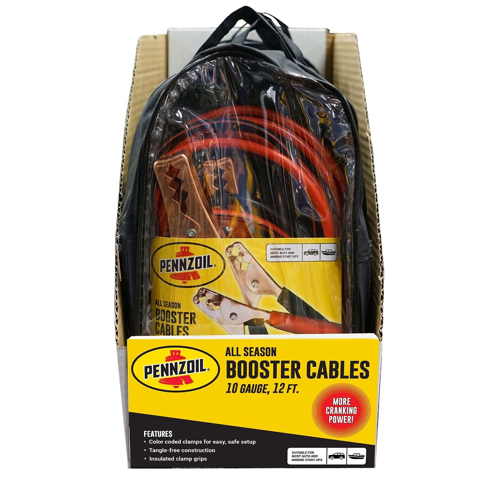 Pennzoil All Season Booster 12 Cable, 10 Gauge, Red & Black, 6/Pack, 2 Packs/Carton (14825)