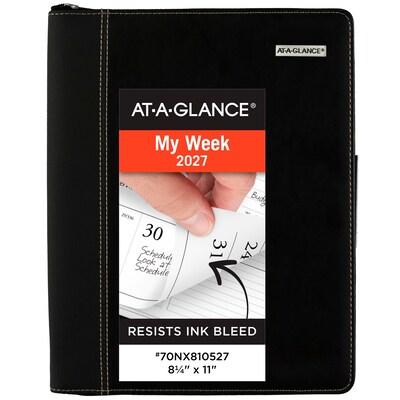 2027 AT-A-GLANCE Executive 8.25 x 11 Weekly & Monthly Appointment Book, Faux Leather Cover, Black (70-NX81-05-27)