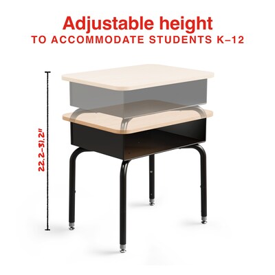 Staples 23.8"W Adjustable Student Desk, Black/Brown (ST63538)
