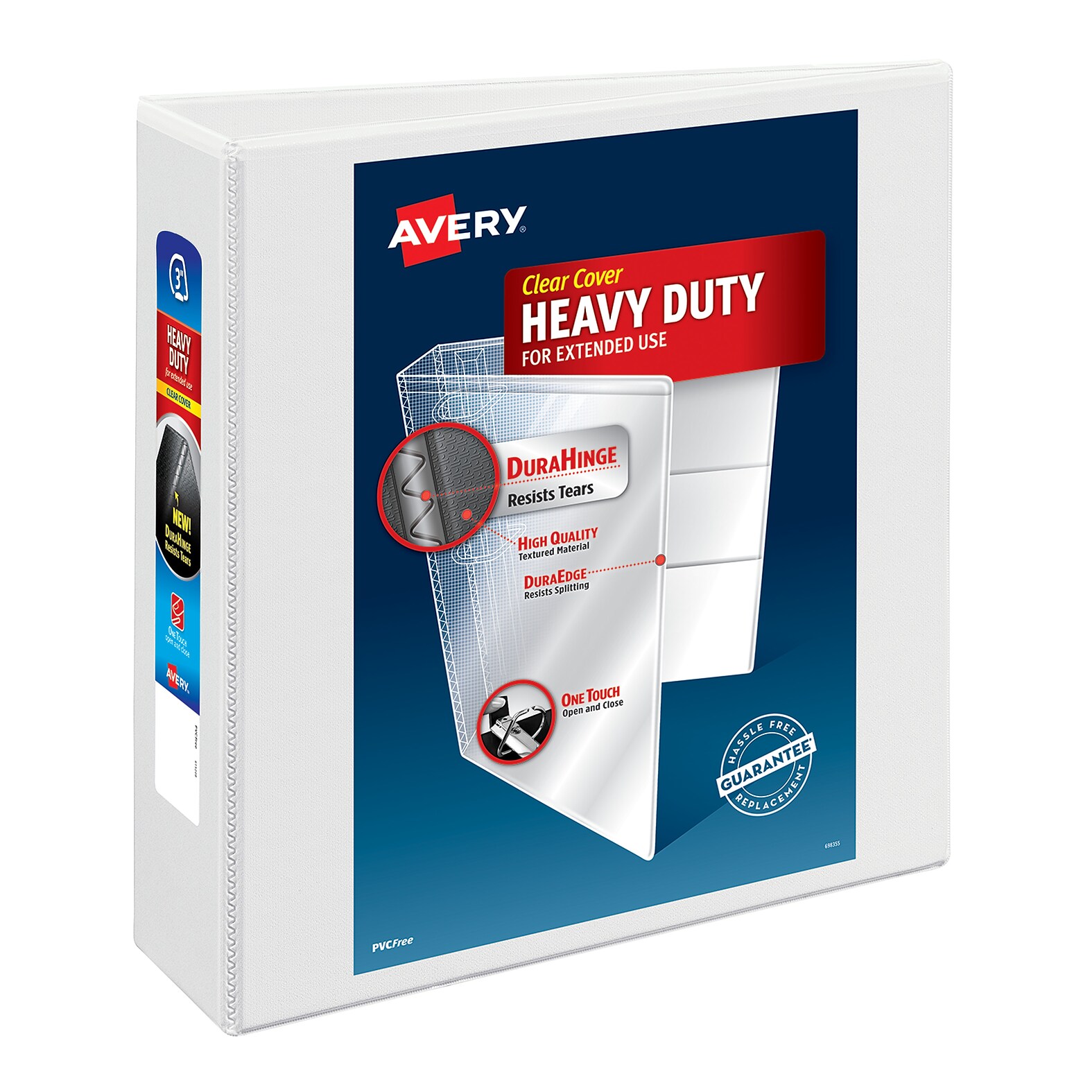 Avery Nonstick Heavy Duty 3 3-Ring View Binders, Slant Ring, White (5604)