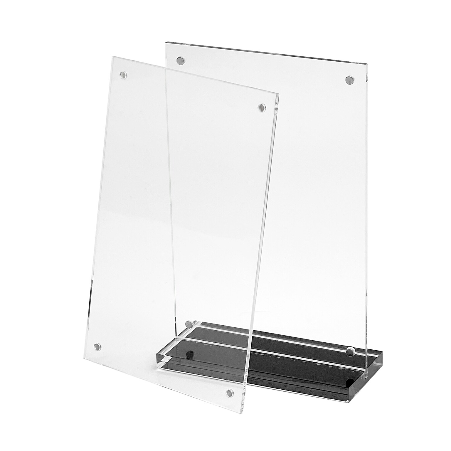 Deflect-O Sign Holder, 4 x 6, Vertical, Table Top, Black/Clear Acrylic (WP249-TR46B)