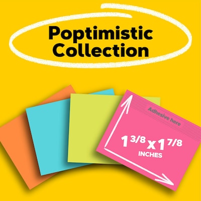Post-it Notes, 1 3/8 x 1 7/8, Poptimistic Collection, 100 Sheet/Pad, 12 Pads/Pack (653AN)