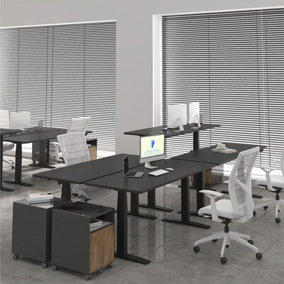 FlexiSpot E7COMMERCIAL 72''W Electric Adjustable Particle Board Standing Desk, Black(E7BCOM7230-B)
