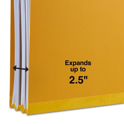 Quill Brand® 2/5-Cut Tab Pressboard Classification File Folders, 2-Partitions, 6-Fasteners, Letter, Yellow, 15/Box (738038)
