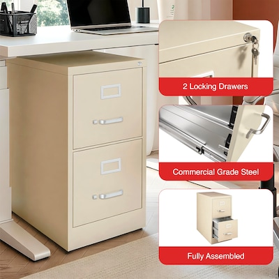 Quill Brand® 2-Drawer Vertical File Cabinet, Locking, Letter, Putty/Beige, 26.5"D (13440D-CC)