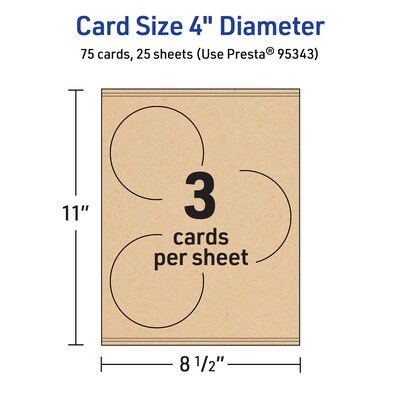 Avery Matte General Use Blank Cards, Kraft Brown, 75/Pack (95343)
