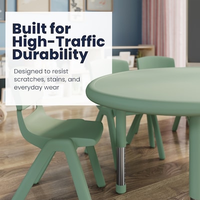 Flash Furniture Wren Half Moon Activity Table, 35" x 65", Height Adjustable, Sage (YUYCX042MOONSGE)
