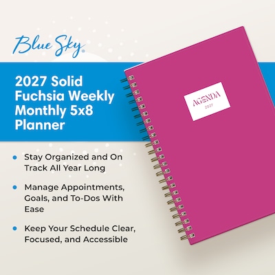 2027 Blue Sky 5" x 8" Weekly & Monthly Planner, Fuchsia (164285)