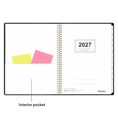 2027 Staples 8" x 11" Weekly & Monthly Planner, Plastic Cover, Dark Modern (ST63608-27)