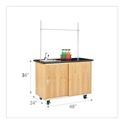 Diversified Woodcrafts Kinetic Mobile Demo Cabinet Rectangular Demonstration Table, 48 x 24, Oak (4111K)