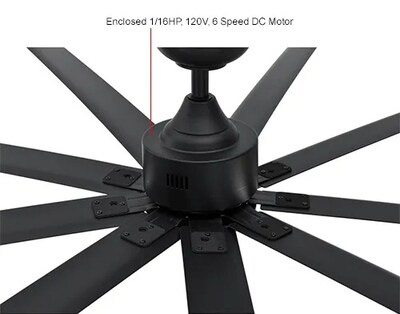 Global Industrial 108" Industrial Ceiling Fan, 6-Speed, Black (293049)