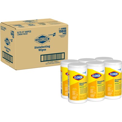 CloroxPro Disinfecting Wipes, Lemon Fresh, 75 Wipes/Container, 6/Carton (CLO15948)