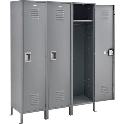Global Industrial Infinity 1-Tier 3-Door Locker, 54W x 18D x 78H, Gray (493662GY)