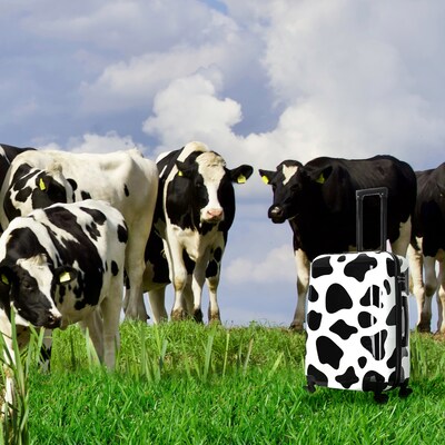 InUSA Prints 26.82" Hardside Suitcase, 4-Wheeled Spinner, TSA Checkpoint Friendly, Cow Animal Print (IUAPC00M-COW)