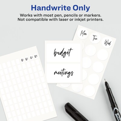 Avery Erasable Multipurpose Labels, 7/8" x 2-7/8", White, Non-Printable, 80 Labels/Pack (5429)