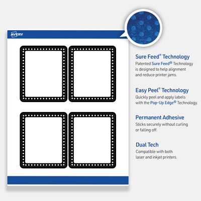 Avery Laser/Inkjet Rectangle Multipurpose Labels, 4" x 3-1/3", White, 40/Pack (S00DKN)