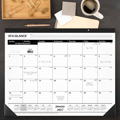 2027 AT-A-GLANCE 24 x 19 Monthly Desk Pad Calendar, White/Black (SK30-00-27)