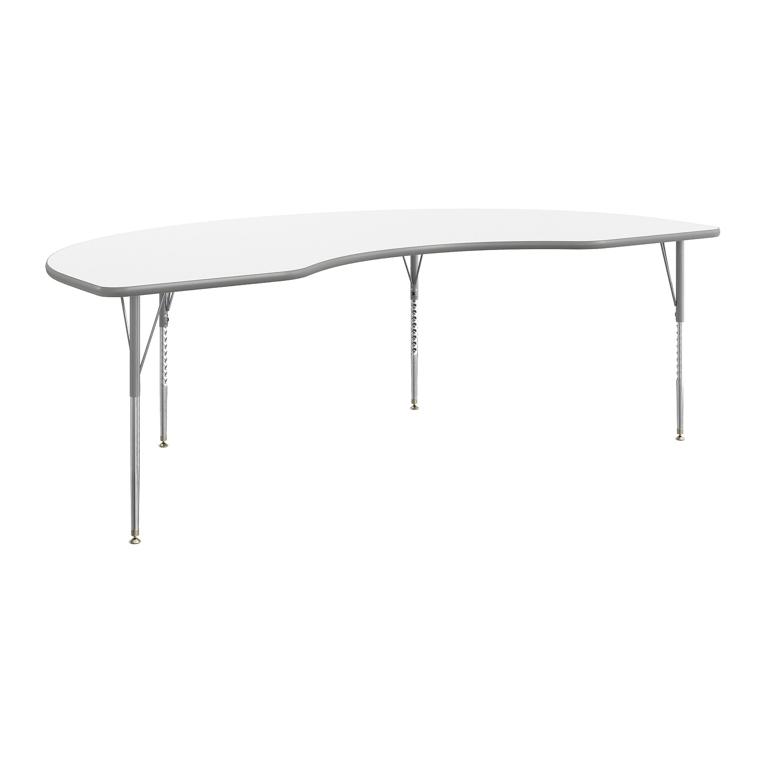 Flash Furniture Wren Kidney Activity Table, 96 x 48, Height Adjustable, White Top/Silver Frame (XUA4896KDWHTA)