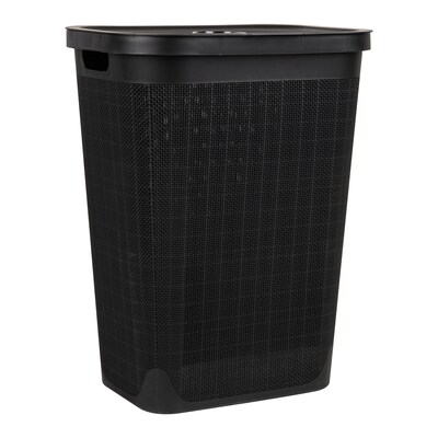 Mind Reader 15.85-Gallon Hamper with Lid, Plastic, Black (60FABHAMP-BLK)