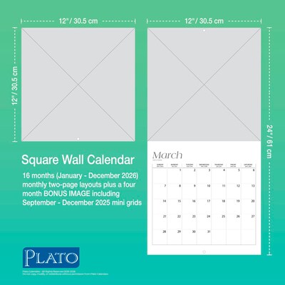 2026 Plato American Muscle Cars 12" x 12" Monthly Wall Calendar (9798330701339)