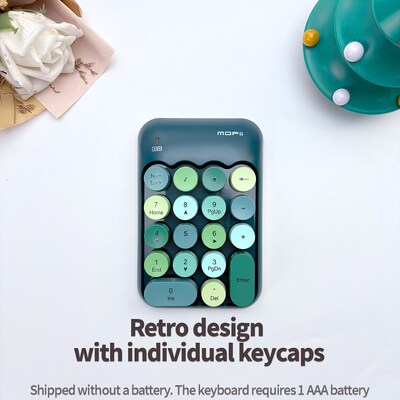SaharaCase Retro Numeric Keypad Wireless Ergonomic Number Pad, Teal Green (KB48)