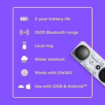 Life360 Tile Sticker Bluetooth Tracker, Black (RE-63011)