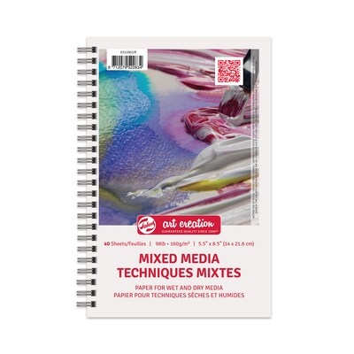 Talens Art Creation 5.5" x 8.5" Spiral Bound Mixed Media Sketch Pad, 40 Sheets/Pad, 3/Bundle (TLN9312801M-3)