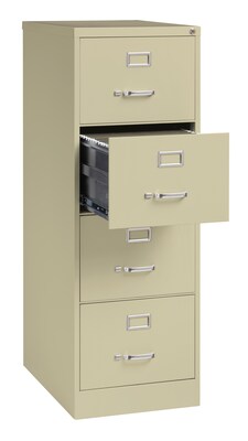 Hirsh Commercial 4-Drawer Vertical File Cabinet, Legal Size, Lockable, 52"H x 18"W x 26.5"D, Putty (14106)