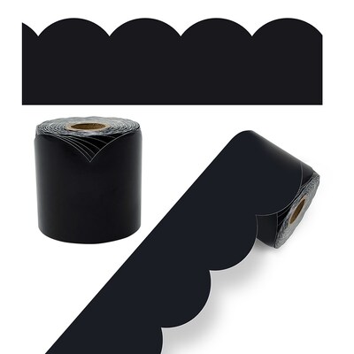 Carson Dellosa Education Rolled Scalloped Bulletin Board Borders, 3" x 65', Black, 3/Bundle (CD-108515-3)