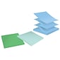 Post-it Recycled Super Sticky Pop-up Notes, 3" x 3", Oasis Collection, 70 Sheet/Pad, 6 Pads/Pack (R330R-6SST)