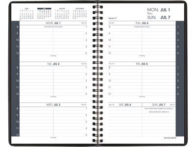 2024-2025 AT-A-GLANCE 5" x 8" Weekly Appointment Book, Faux Leather Cover, Black (70-101-05-25)