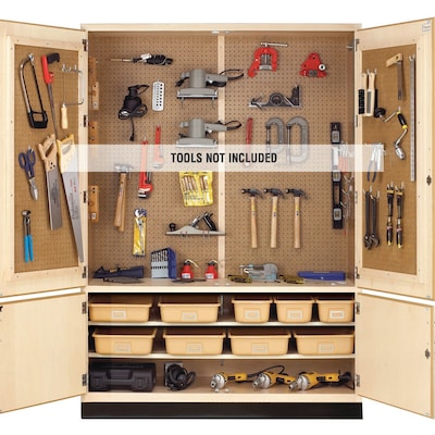Diversified Woodcrafts 84 Pegboard Tool Storage Cabinet with Holders with 3-Shelves, Maple (TC-4M)