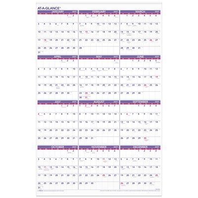 2027 AT-A-GLANCE 24 x 36 Yearly Wall Calendar, White/Purple (PM12-28-27)