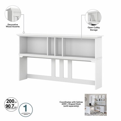 Bush Furniture Salinas 60" L-Shaped Desk with Hutch, File Cabinet and 5-Shelf Bookcase, Shiplap Gray/Pure White (SAL007G2W)